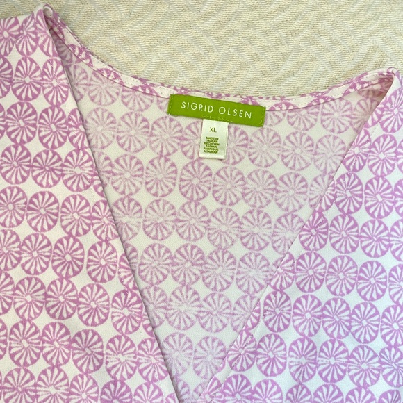 Sigrid Olsen Pink Dress Wrap Style Floral Design Size Extra Large XL - Picture 2 of 2